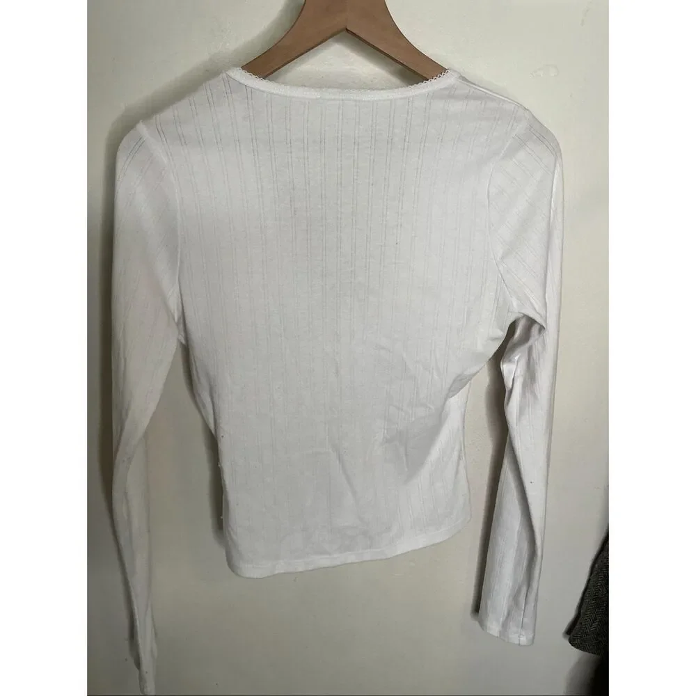 Good American Deep V Neck Shirt | White in Small